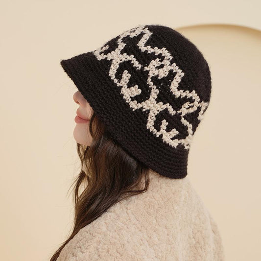 Autumn Winter Versatile Knitted Fisherman Hat for Women Korean Style Ins Fashion Warm Woolen Bucket Hat Retro Artistic Bucket Hat