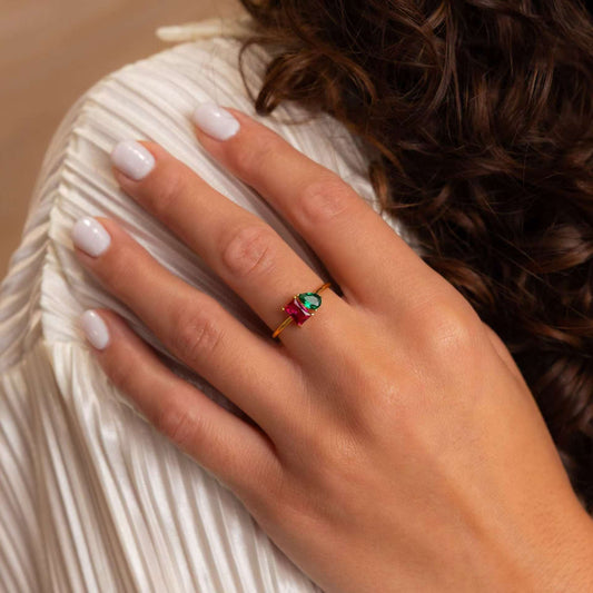 Titanium Steel Multicolor Zircon December Birthstone Ring Plain Band Ring December Birthstone Color Retention