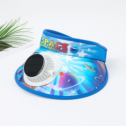 Children's Solar Charging Fan Hat Cartoon Boys and Girls Big Kids Outdoor Summer Sunshade Sun Protection Visor Hat