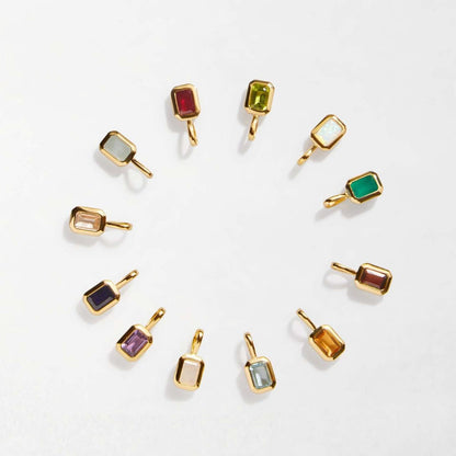 Titanium Steel Colorful 12 Birthstone Pendant DIY Accessories Necklace for Women Twelve Birthstone Cubic Colorful Zircon Pendant