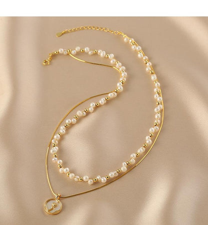 Pearl Layered Chain Double Weave Necklace Niche High-end Sense Women's Romantic Rose Flower Gift Temperament