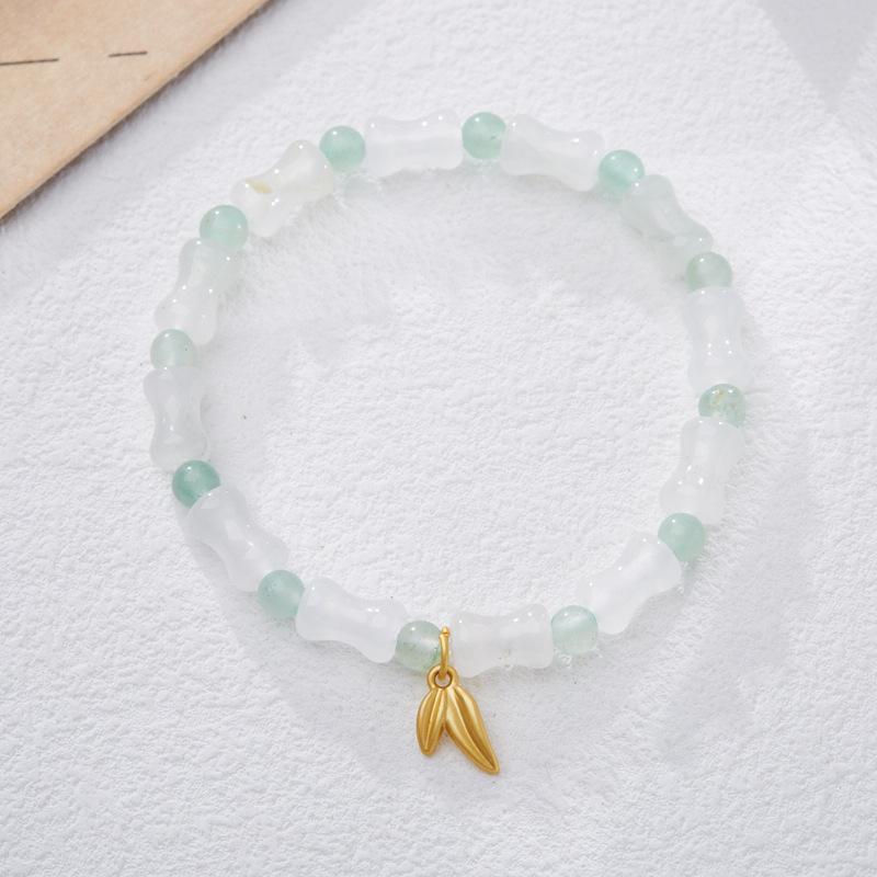 Natural Tianshan Green Bamboo Knot Bracelet Bamboo Knot Wealthy Endless Gold Silk Jade High-end Bracelet Gift for Best Friend