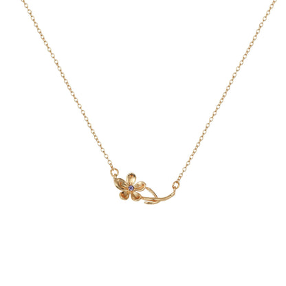 December Birthstone Pendant 3D Decorative Flower Pendant Necklace Gold-Plated Sweater Chain