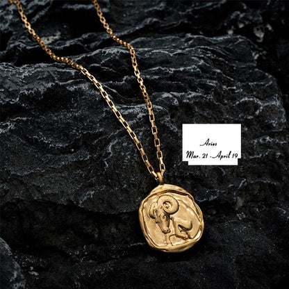 Twelve Constellation Pendant Necklace Furnace Vacuum Electroplating 18k Gold 12 Constellations