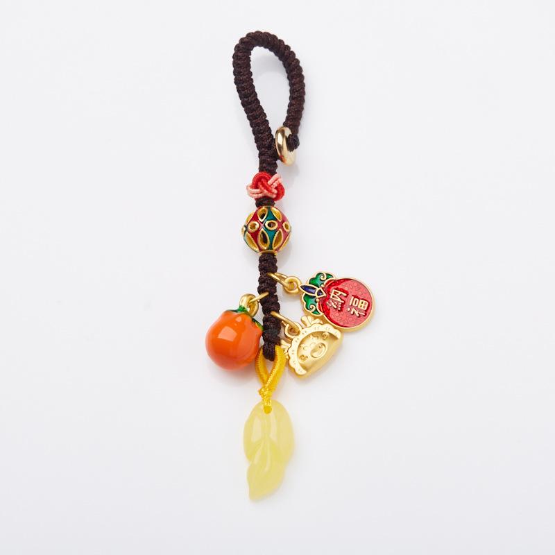 Temple Cultural Creative Keychain One Leaf Brings Wealth Second Generation Amber Leaf Design Keychain Gift