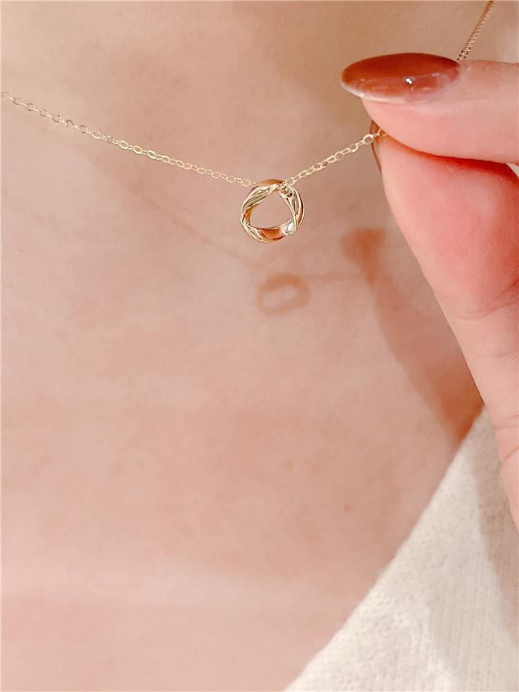 All-over S925 Sterling Silver Gold-plated Necklace for Women Mobius Elegant Versatile Pendant Beautiful Simple Collarbone Chain