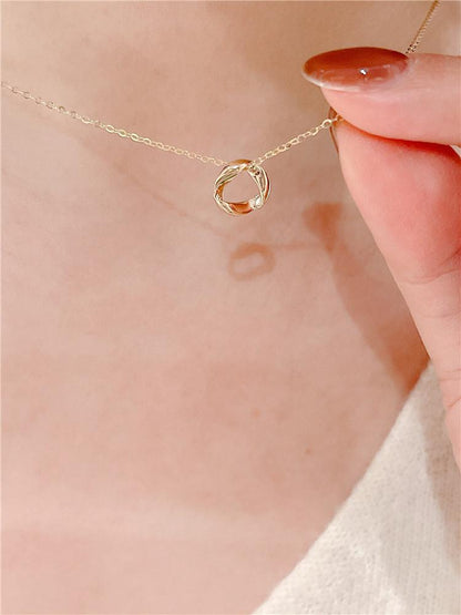All-over S925 Sterling Silver Gold-plated Necklace for Women Mobius Elegant Versatile Pendant Beautiful Simple Collarbone Chain