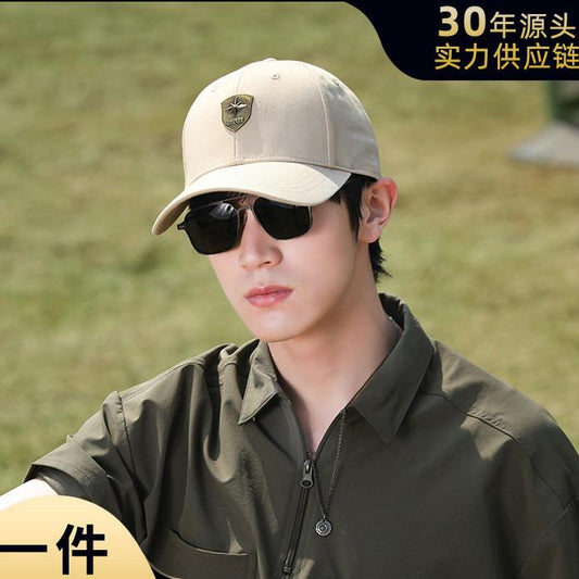 Men's Hard Top Baseball Cap Pure Cotton Comfortable Versatile Duckbill Cap Spring Summer Korean Style Large Head Circumference Hat