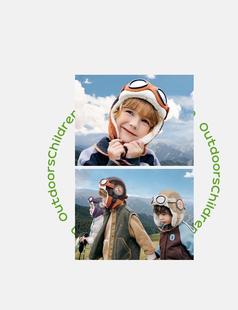 Pilot Children's Hat Autumn Winter Boys Lei Feng Hat Girls Windproof Ear Protection Baby Warm Hat