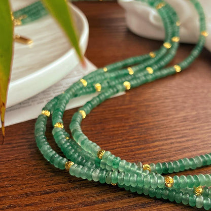Vintage Natural Dongling Jade UFO Bead Long Necklace with Atmosphere and Multiple Wearing Methods Choker