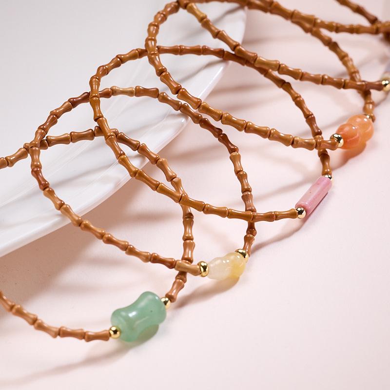 Temple Style Natural Olive Stone Bracelet New Chinese Style Bamboo Knot Bracelet Taoist Temple Souvenir Wholesale