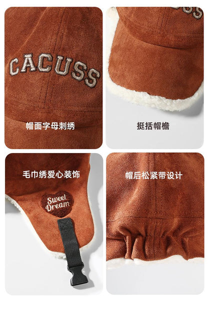 Winter New Fleece-Lined Lei Feng Hat for Women, Outdoor Cycling Windproof and Cold-Proof Ear Protection Hat, Thickened Warm Teddy Fleece Ski Hat