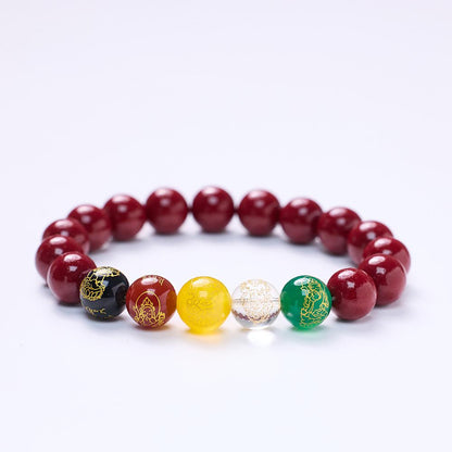 Temple Style Original Natural Cinnabar Bracelet Five-Way Wealth God Purple Gold Sand Zodiac Year Good Luck Bracelet Best Friend Gift