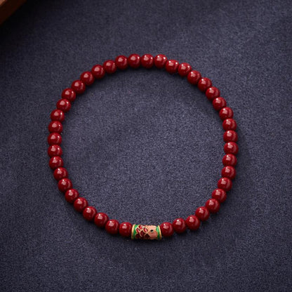 Xiangxi Natural Cinnabar Bracelet Good Luck Koi Purple Gold Sand Bracelet Zodiac Year Chen Sand Bracelet Gift