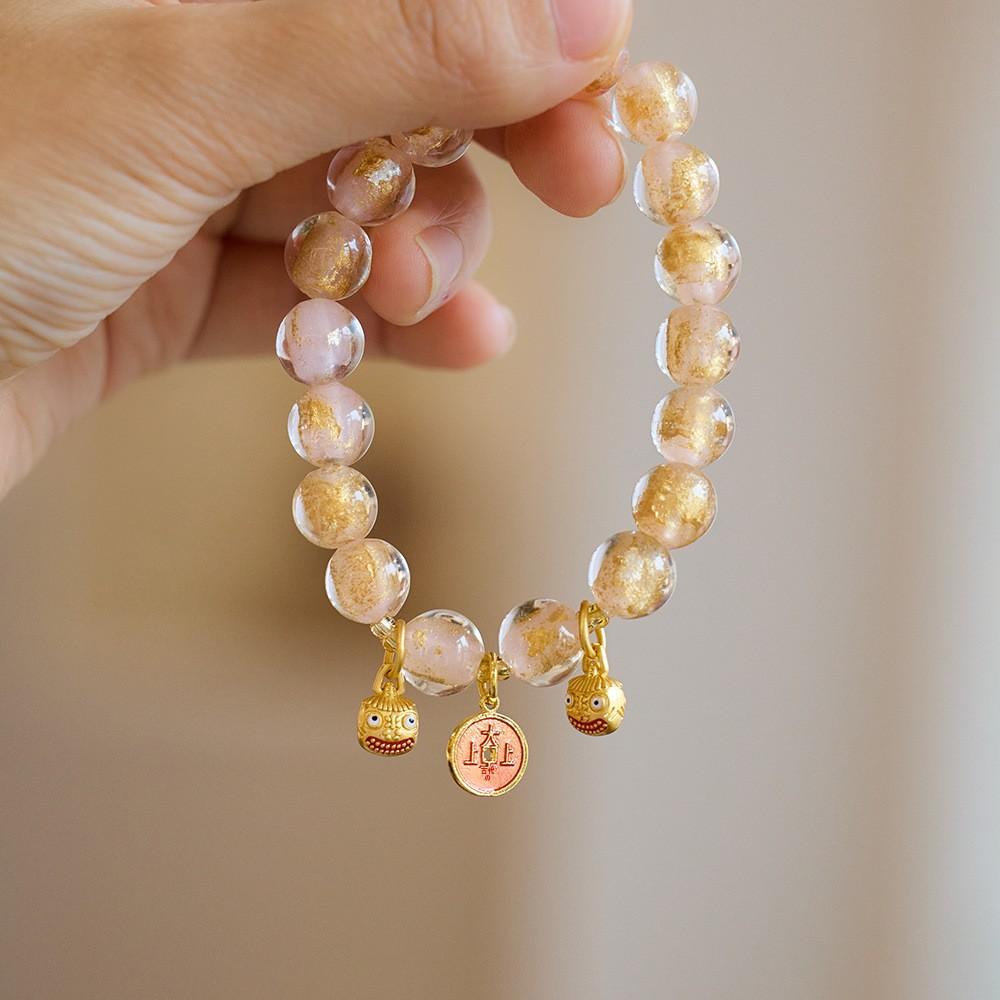 Buddha Head Incense Ash Glaze Bracelet Colorful Glaze Gold Swallowing Beast Auspicious Incense Ash Porcelain Palace Bracelet
