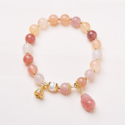 Natural 8MM Salt Source Agate Bracelet for Women Rainbow Pixiu Dog Shit Good Luck Bracelet High-end Feel Best Friend Gift