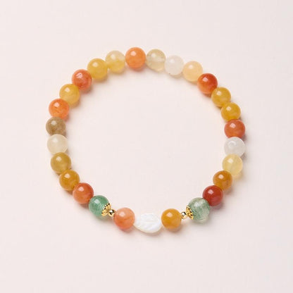 Natural 6MM Gold Silk Jade Bracelet for Women New Chinese Style Gourd Vintage High-end Jade Bracelet