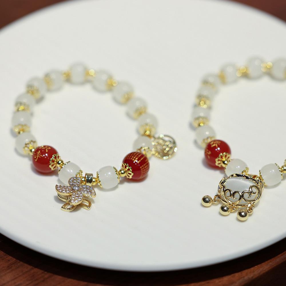Wealth and Peace Windmill Lock Stress Relief Glass Old Xing Bucket Bead Bracelet Glass Bead Bracelet for Friends
