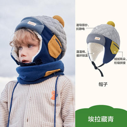 Fluffy Ear Protection Hat Children's Hat Autumn Winter Style Baby Lei Feng Hat Warm Anti-Static Boys Girls Class A