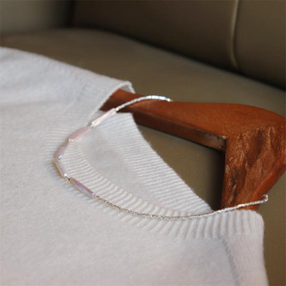 Elegant Design Light Luxury Minimalist Style Broken Silver Irregular Freshwater Pearl Small Silver Bar Handmade Beaded Necklace