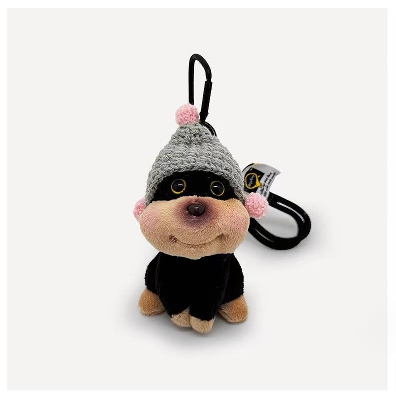 Bee Puppy Backpack with Hat Plush Doll Pendant Bag Pendant Bag Decoration Couple Funny Keychain Doll