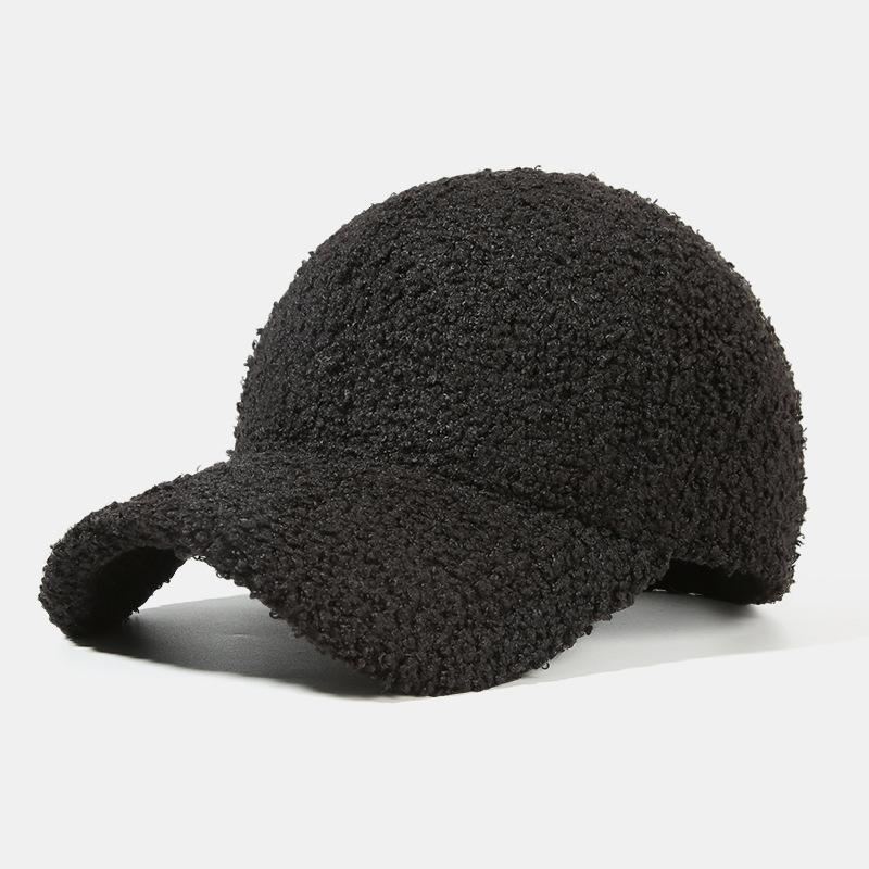 Lightweight Lamb Wool Hat for Men and Women, Autumn and Winter Korean Style Trendy Versatile Baseball Cap, Outdoor Windproof Warm Solid Color Hat