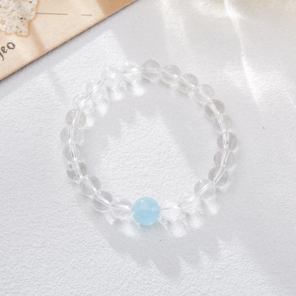 8MM White Crystal Bracelet Female Aquamarine Hand String High Sense Transparent Crystal Bracelet