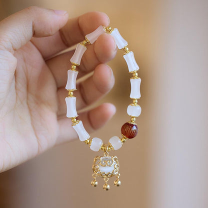 Wealth and Peace Lock Bracelet for Women Cat's Eye Ruyi Lock Red Agate Heart Sutra Glass Bracelet Best Friend Gift