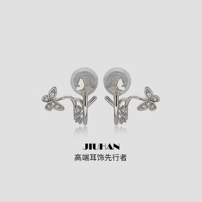 Painless Ear Clips No Piercing Women Small Cute Butterfly Elegant Mosquito Coil Earrings Ear Accessories No Piercing Needed