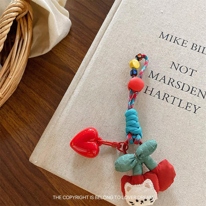 New Cartoon Doll Heart-shaped Lanyard Hanging Ornament Sweet Cute Keychain Bag Pendant Adjustable Lanyard