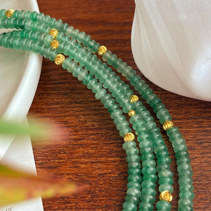 Vintage Natural Dongling Jade UFO Bead Long Necklace with Atmosphere and Multiple Wearing Methods Choker