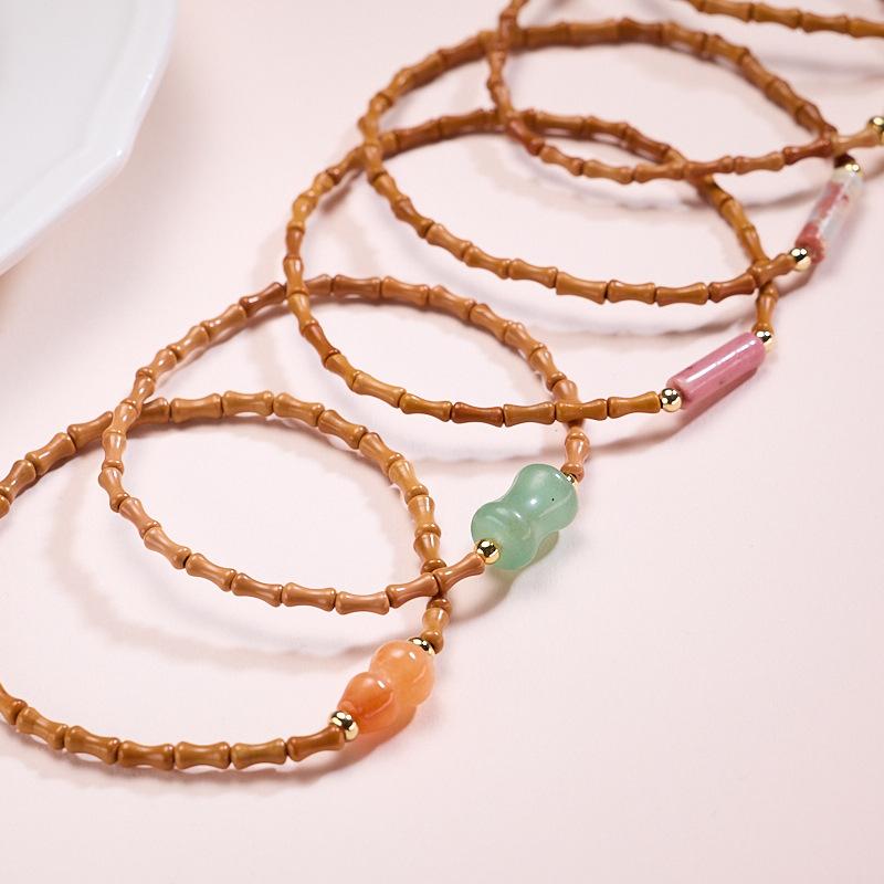 Temple Style Natural Olive Stone Bracelet New Chinese Style Bamboo Knot Bracelet Taoist Temple Souvenir Wholesale