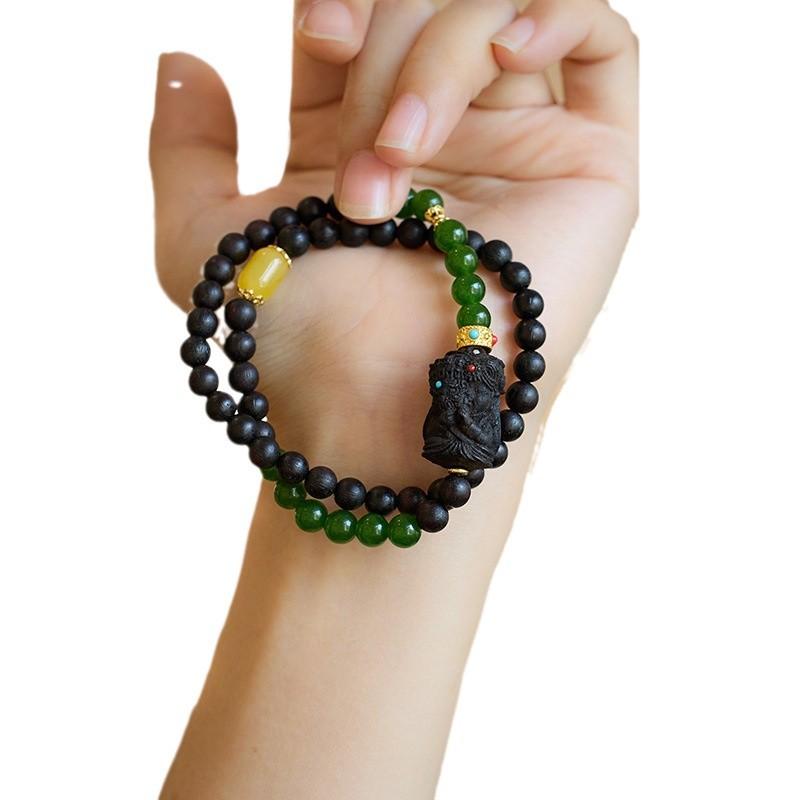 Natural Hainan Jiaozhen Fragrance Bracelet Masked Zakiram Double Circle Good Luck Bracelet Chicken Bone Fragrance