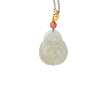 Natural Hetian Jade Hugging Buddha Pendant Necklace Couple Style Jade Pendant Exquisite Carving Braided Cord