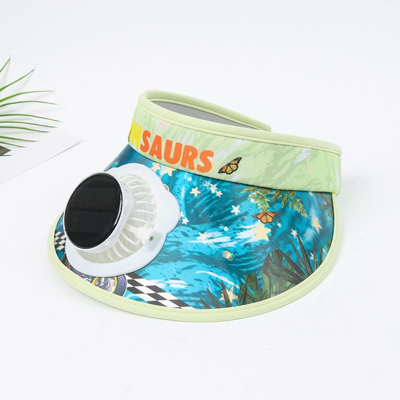 Children's Solar Charging Fan Hat Cartoon Boys and Girls Big Kids Outdoor Summer Sunshade Sun Protection Visor Hat