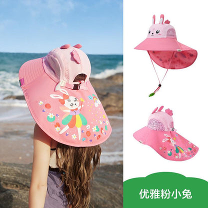 Children's Sun Hat UV Protection Baby Sunshade Sun Hat Boys Girls Summer Beach Hat Wide Brim