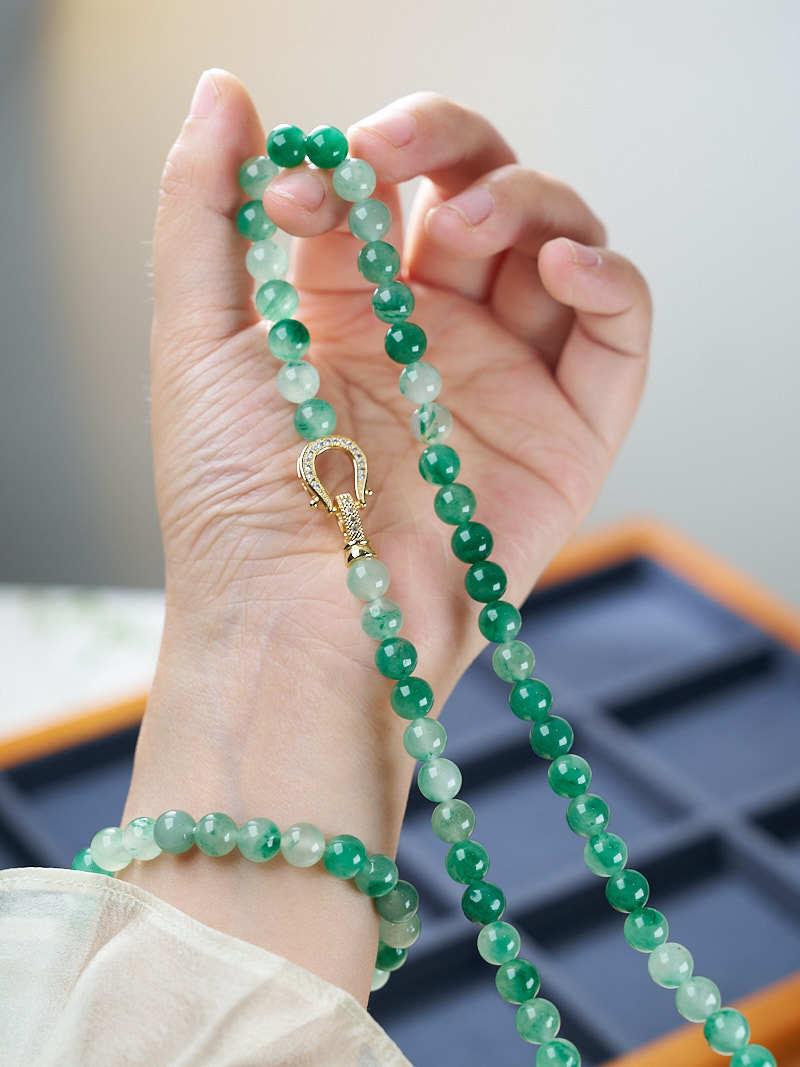 Natural 8MM African Jade Bracelet Neon Jade Necklace Earrings Bracelet Festival Chinese Style Gift