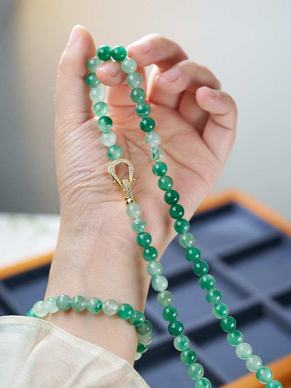 Natural 8MM African Jade Bracelet Neon Jade Necklace Earrings Bracelet Festival Chinese Style Gift