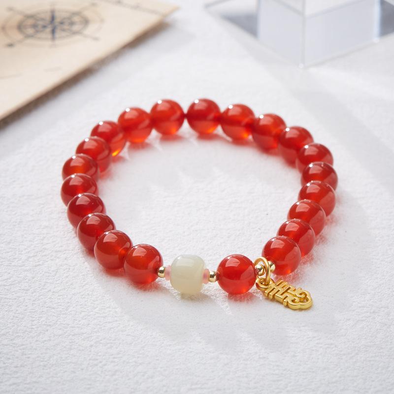 Natural Red Agate Bracelet Good Luck Blessing Fashion Simple Bracelet Gift for Girlfriend Jewelry