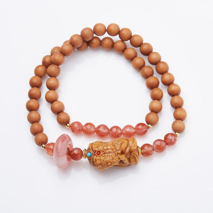 Qingshan Dai Lingyin Milk Fragrance Sandalwood Hetian Running Ring Double Circle Bracelet Ethnic Style Simple Jade Bracelet Couple Style