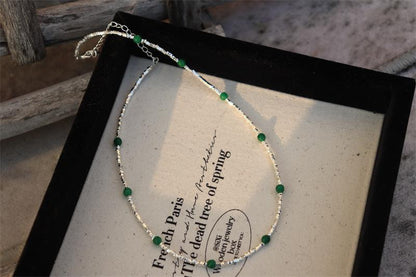 Elegant Design Light Luxury Minimalist Style Broken Silver Irregular Freshwater Pearl Small Silver Bar Handmade Beaded Necklace