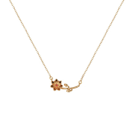 December Birthstone Pendant 3D Decorative Flower Pendant Necklace Gold-Plated Sweater Chain