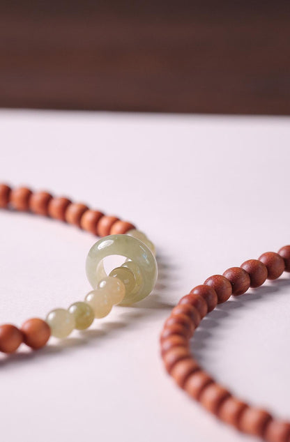 Qingshan Dai Lingyin Milk Fragrance Sandalwood Hetian Running Ring Double Circle Bracelet Ethnic Style Simple Jade Bracelet Couple Style