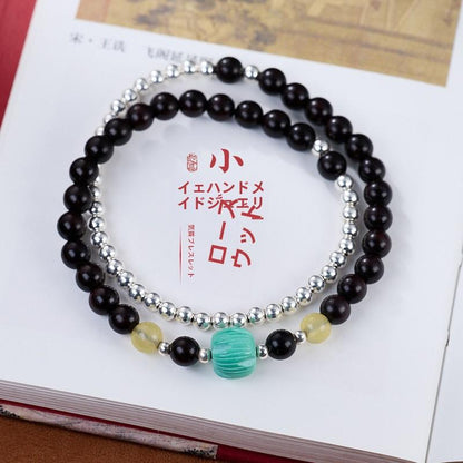 Five-Color Gold Foil Heart Sutra Multi-Treasure Glazed Bell Lion Awakening Bracelet Flawless Bracelet