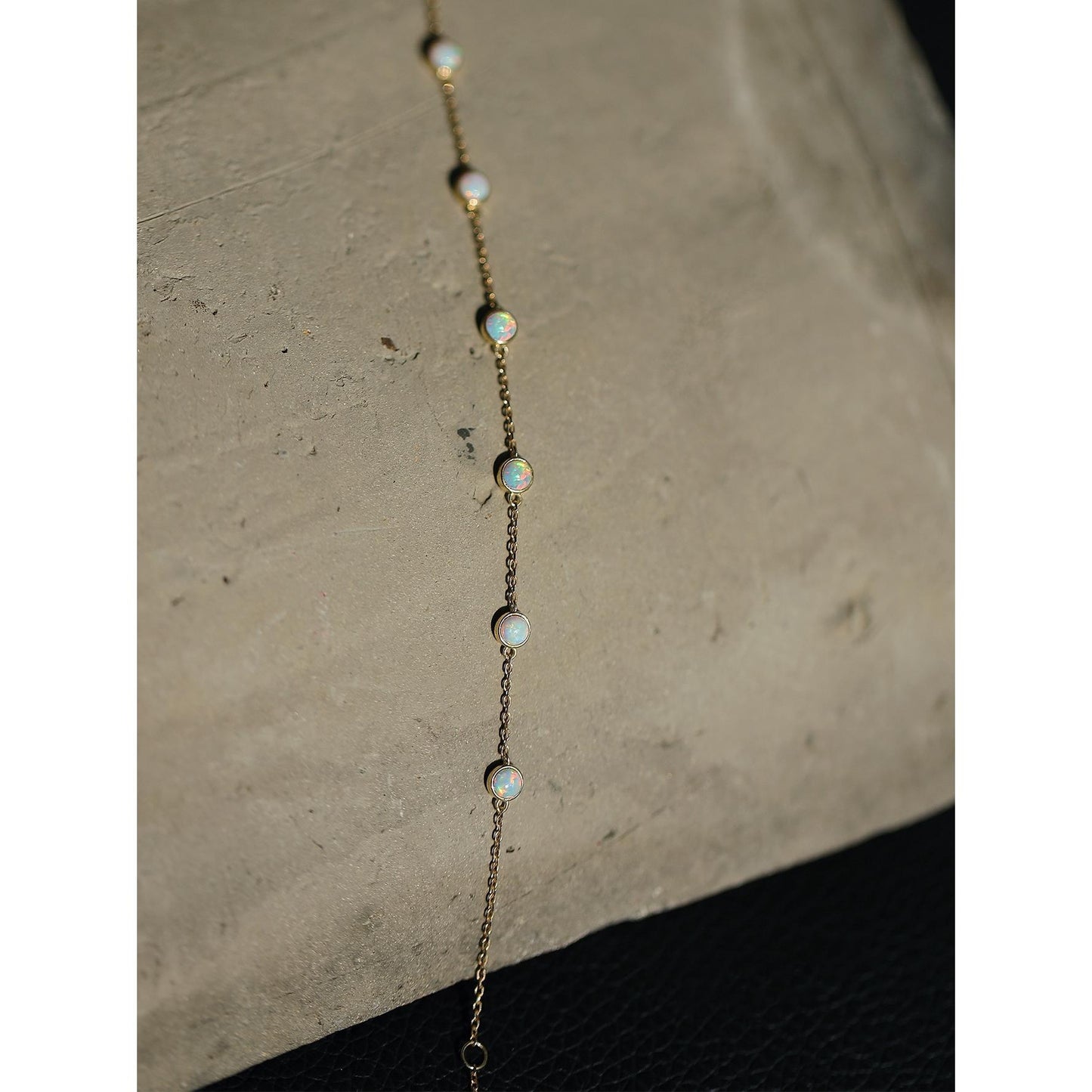 Make a Wish~S925 Silver Plated 14K Gold Thin Bracelet 7 Opal Bracelet for Women Vintage Niche Ins Gift Internet Celebrity
