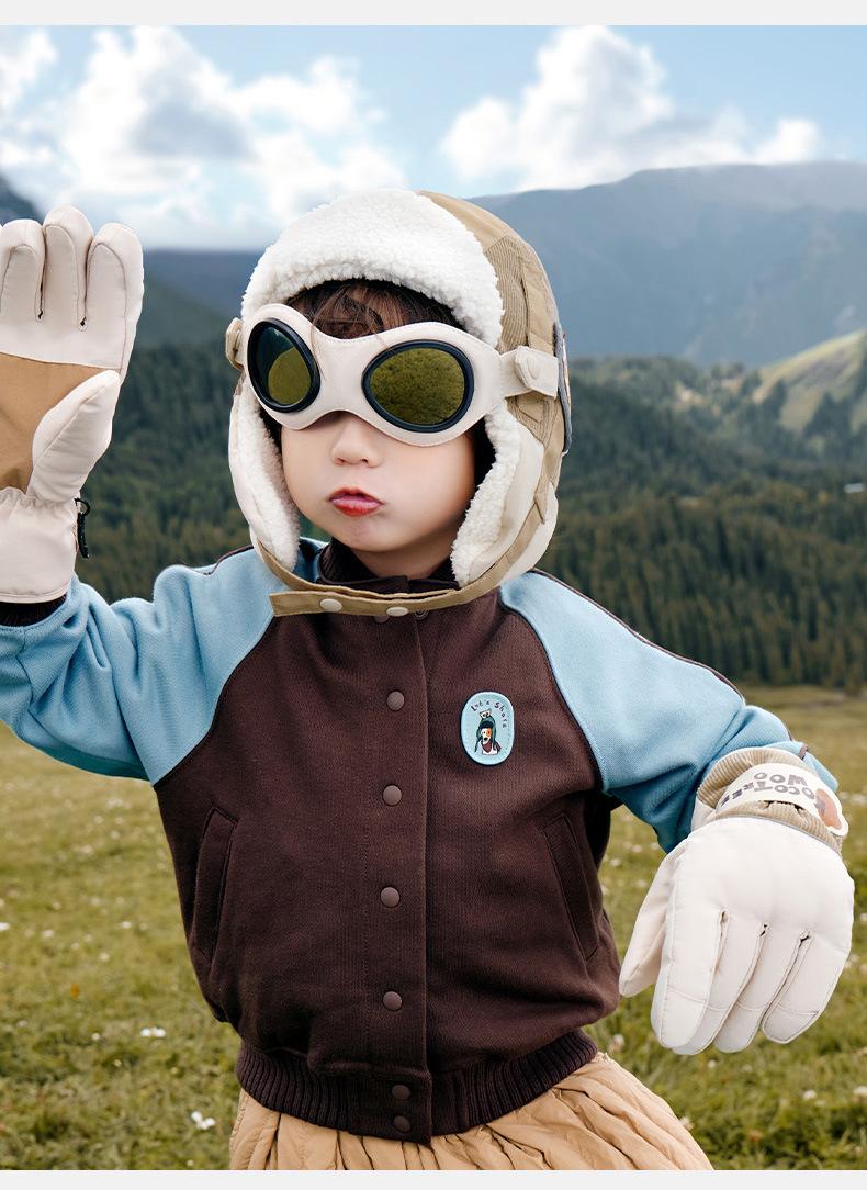 Pilot Children's Hat Autumn Winter Boys Lei Feng Hat Girls Windproof Ear Protection Baby Warm Hat