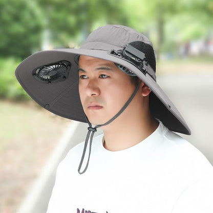 Summer Rechargeable Multi-Fan Hat Pastoral Outdoor Play Work Travel Sunshade Face Shield Wide Brim Sun Hat