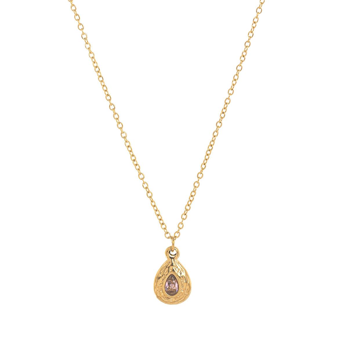 Titanium Steel Color Retention In Stock December Birthstone Irregular Pendant Necklace Round Coin Necklace