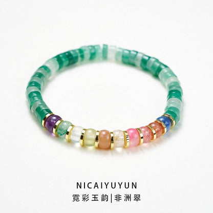 Natural 8MM African Jade Bracelet Neon Jade Necklace Earrings Bracelet Festival Chinese Style Gift