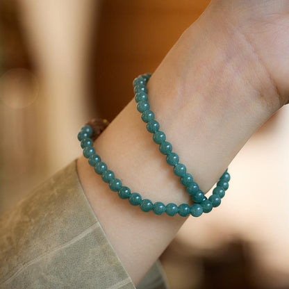 Natural Blue Water Jade Bracelet for Women Zakira Ram New Chinese Style Double Circle Bracelet Zakira Empress Tibetan Style Bracelet